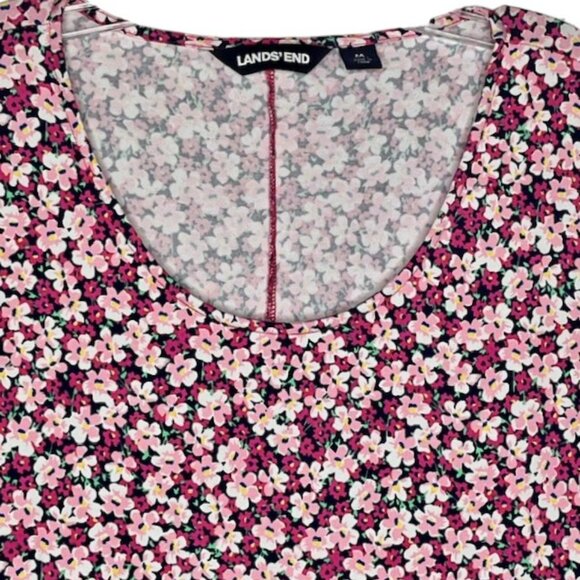 Lands' End Fit & Flatter Gathered Skirt Ditzy Floral Dress - Multi - M 10-12 - Picture 4 of 10
